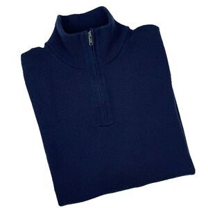 Banana Republic Men’s Merino Wool| 1/4 Zip Pullover Sweater Navy Blue Preppy-L